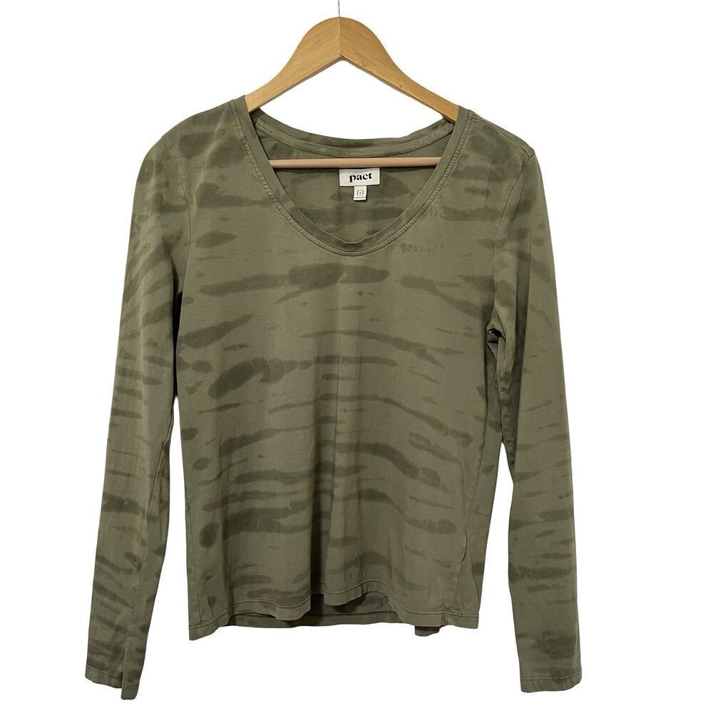 Pact Organic Cotton V Neck Long Sleeve Top Size S Green Sustainable‎ Ethical